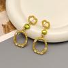 European & American Retro Hammered Double Circle Pearl Statement Earrings