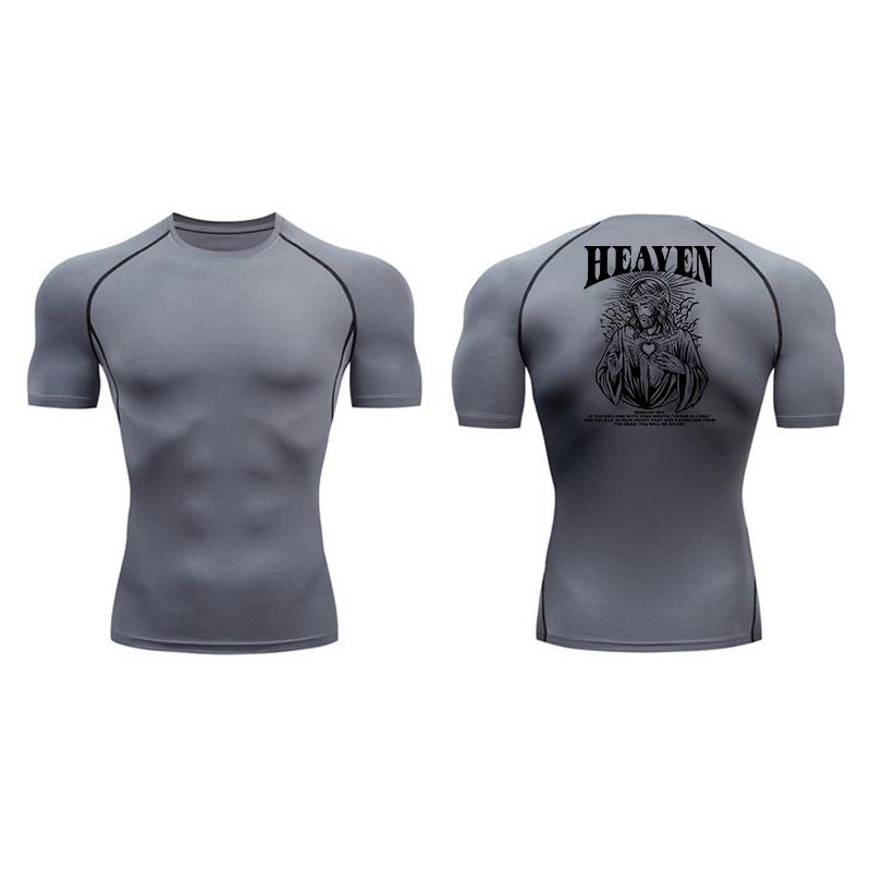 Angel Graphic Athletic Quick Dry Tshirts for Men Christian Gym Workout Running Compression Shirt Undershirt Tees Tops Activewear