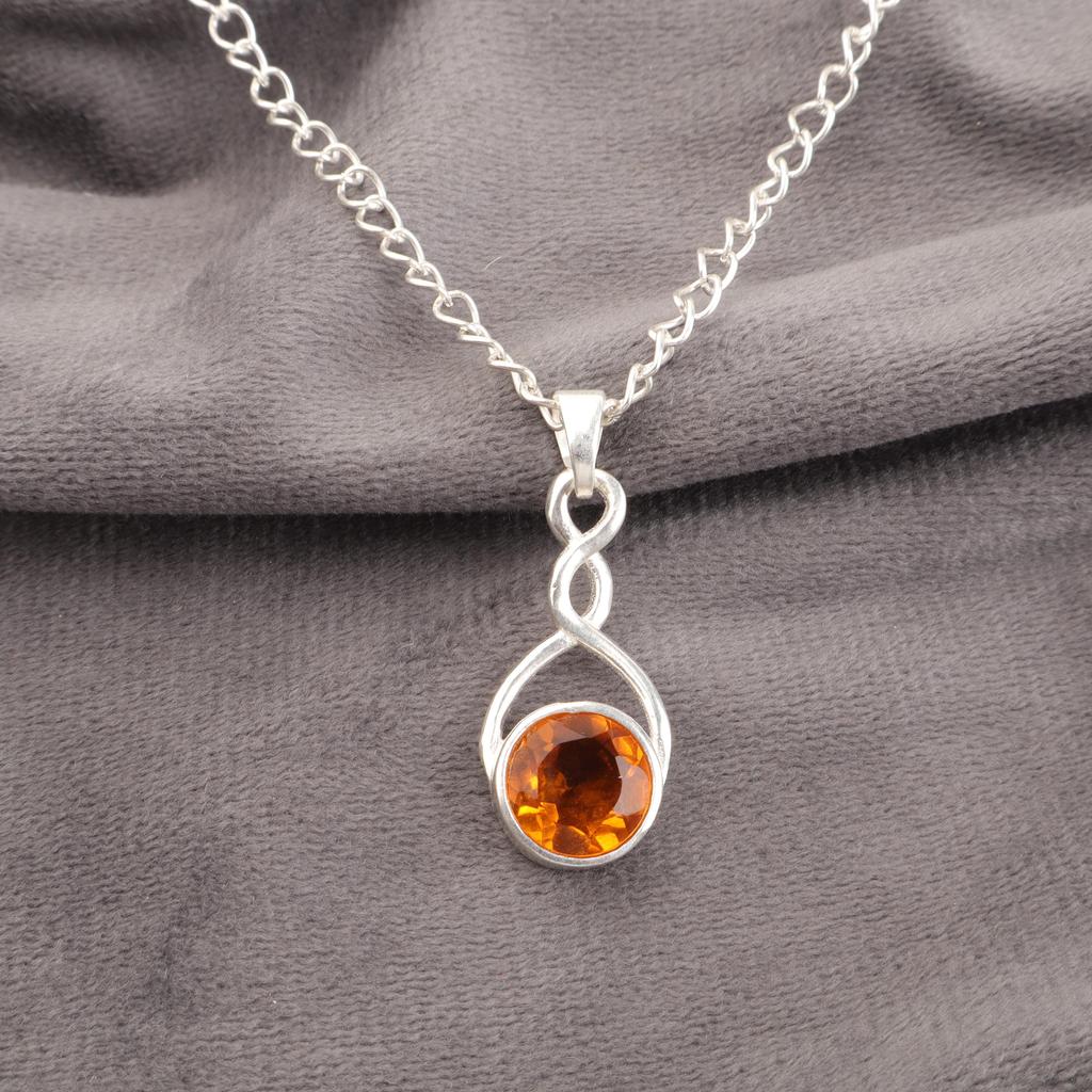 Glorious Citrine Gemstone Jewelry, 925 Solid Sterling Silver Jewelry, Handmade Silver Chain Pendant Gift For Mom