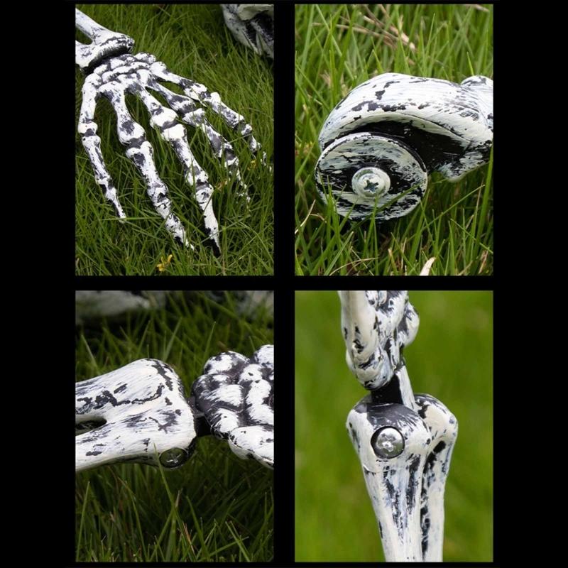 Halloween Skull Hand Arm Yard Stake Lifelike Skeleton for Head Figurine Garden Decoration Haunted House Props