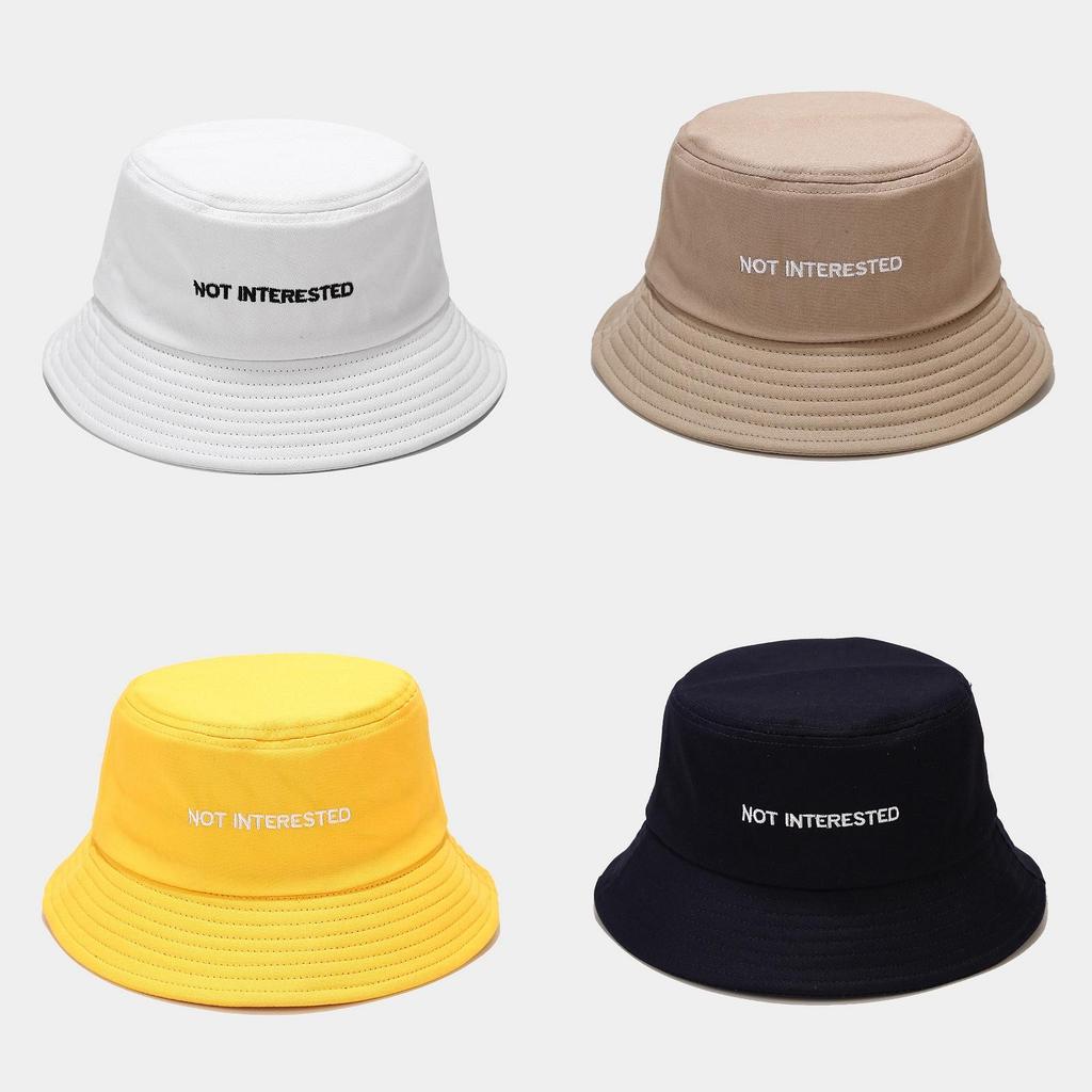 Fisherman Hat Men Women Summer Sun Protection Wide Brim With Embroidered Letters For Outdoor Activities