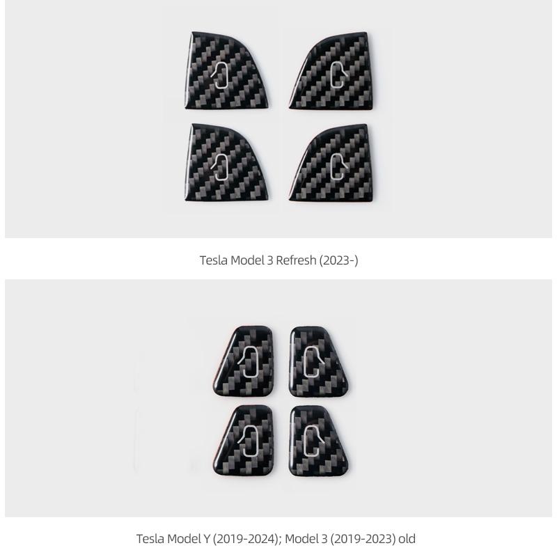 For Tesla Model Y 2019-2026 Juniper Model 3 Highland 2026 Carbon Fiber Car Interior Door Switch Button Trim Stickers Accessories