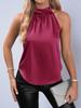 Autumn Satin Solid Color Off-the-Shoulder Halter Top for Women