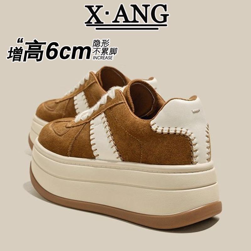 Cm Height Increase Thick Sole Small Women's Shoes Genuine Leather Women's Retro Board Shoes Casual Sports Shoes Muffin Shoes