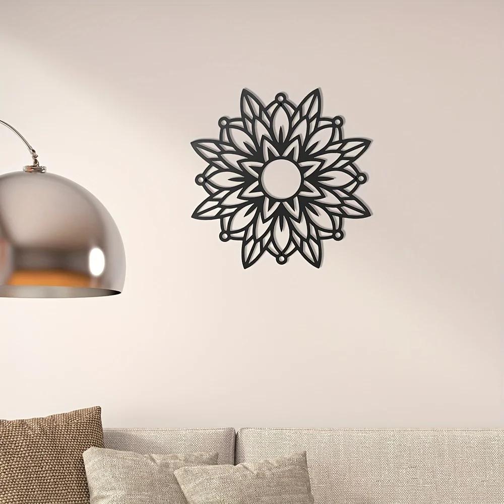 1 Stück Wildblumen-Mandala, Metall-Wandbehang, elegantes Blumenschild, moderne Mandala-Silhouette, stilvolle Metall-Wanddekoration für jeden Raum