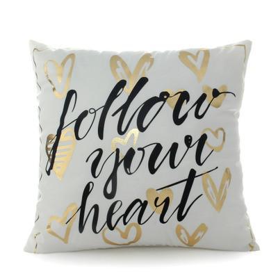 Golden Love Leaves Bronzing Cushion Decorative Pillow Black And White Velvet Pillowcase Home Decor Sofa Throw Pillows 17*17Inch