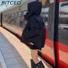 BITCED New Style Women's Winter Short-Length Hooded Puffer Jacket with Design-Forward Thickened Fleece Lining