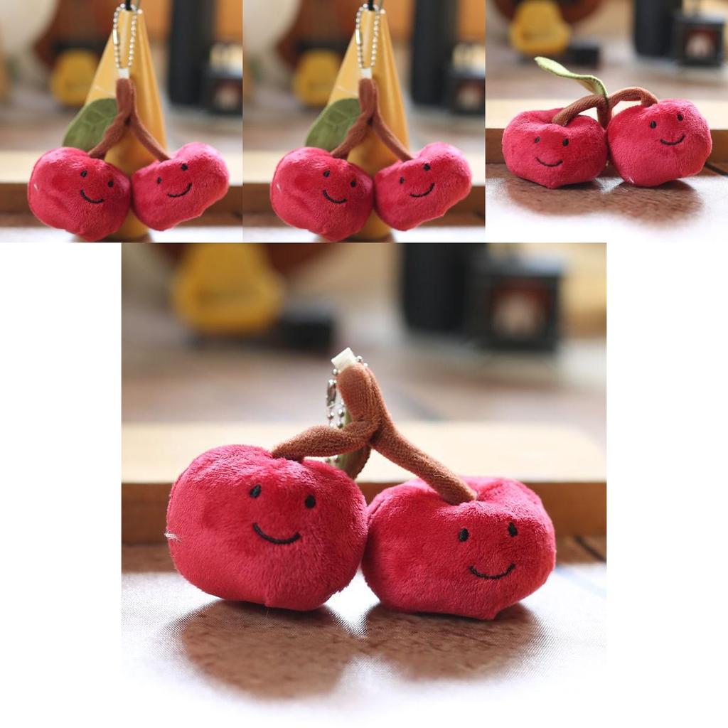 Cherry Plush Keychain Backpack Charm Soft Stuffed Toy Gift For Kids Teens