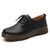 Large Size Women's Single Shoes Autumn Casual Small Leather Shoes Round Head Thick Heel Martin Boots Flat Bottom Shallow Mouth Shoes
