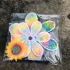 1 Piece Colorful Film Double-Layer Sunflower Windmill Rotating Sunflower Wind Spinner Stake Standing Lawn Flower Pinwheel