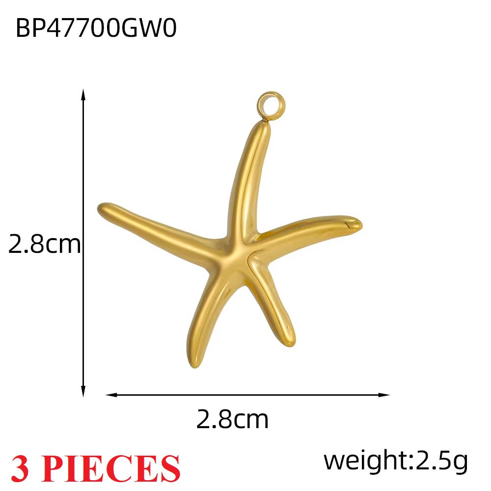 3PCS/LOT CARLIDANA Marine Starfish Shell Pendants, Stainless Steel Charms for DIY Jewelry
