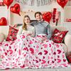 Pink heart-shaped pattern Printed Blanket for Sofa Bed Travel Camping Living Room Office Conditioning Blanket