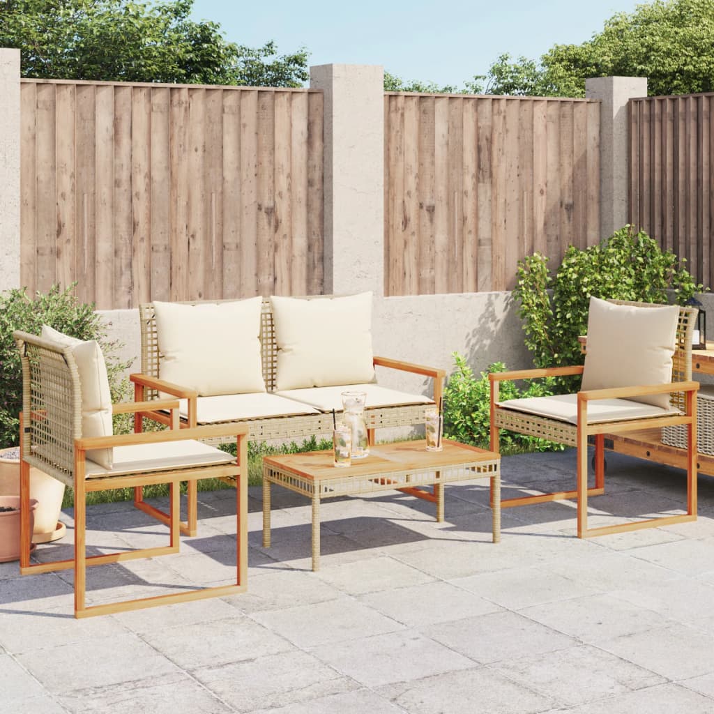 Vidaxl 4-Cz. Garden Furniture Set With Cushions, Mixed Beige