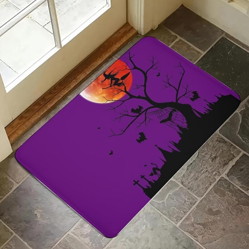 1PC Halloween Bats Kitchen Rug Non-Slip Door Mat Pop Design Bathroom Rug Bath Mat Carpet for Home Sink Laundry Decor