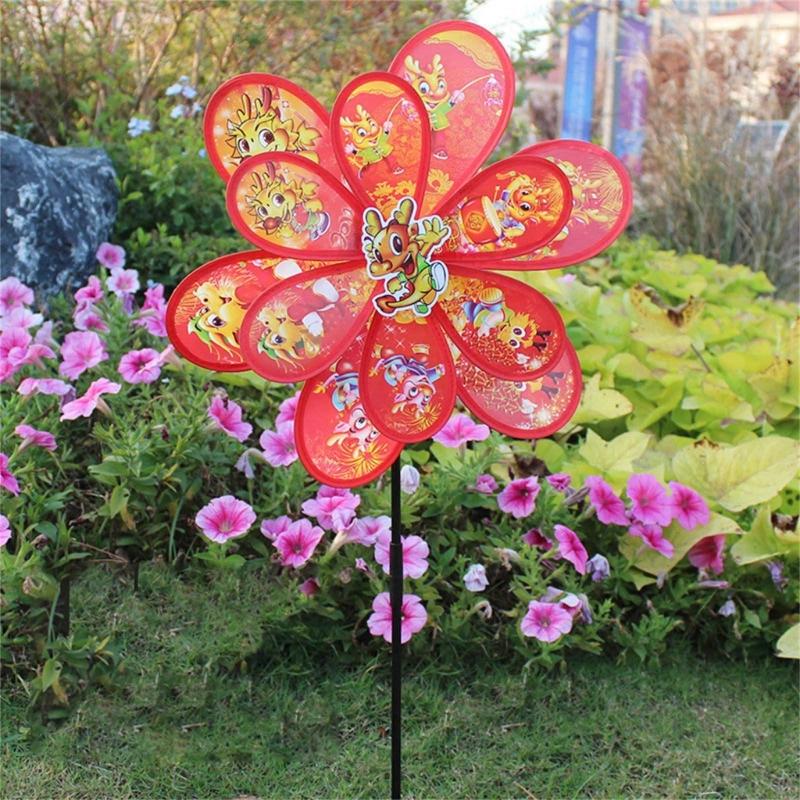 Colorful Cartoon Dragon Wheels Windmill for Children Outdoor Activities and Garden Decoration Kids Windmill Toy Supplies