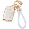 Gold-Rimmed Car Key Set with Diamond Ring Pendant Key Chain