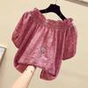 Women Blouse Summer Tops Solid Color Puff Sleeve O-Neck Tunic Female Shirts Loose Casual OL Work Blusas Oversized
