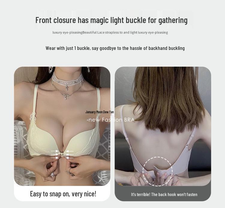 Lace Front-Closure Push-Up Bra for Small Chests – Comfortable, Sexy, Anti-Sagging with Side Support and Beautiful Back Design