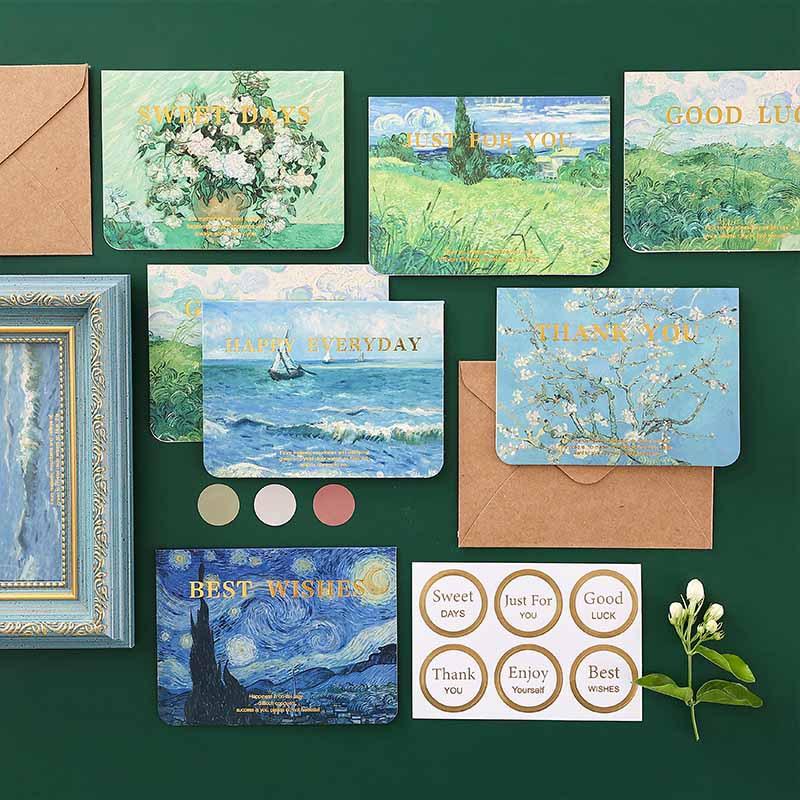 6PCS Rose Oil Painting Cards with Envelopes, Foil Stamping Luxe Greeting Card for Valentine, Birthday, Wedding, Anniversary Gift
