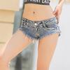 New Summer Fashion Sexy Low Waist Ripped Distressed Women's Denim Shorts with Fringe