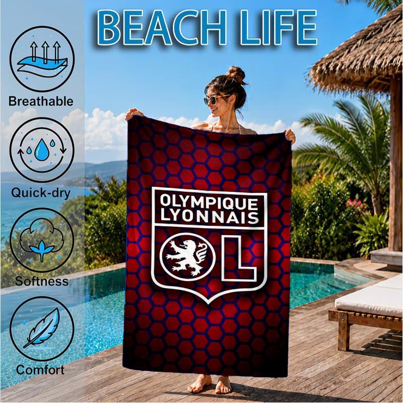 Asciugamano da Spiaggia in Microfibra Stampato con Stemma del Lione, Morbido e Assorbente, Asciugatura Rapida, Ideale per Viaggi Estivi, Essenziale per la Spiaggia, Piscina