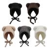 Cute Bear Ears Windproof Cap Velvet Lining Cycling Cap Fashion Bucket Hat  for Women