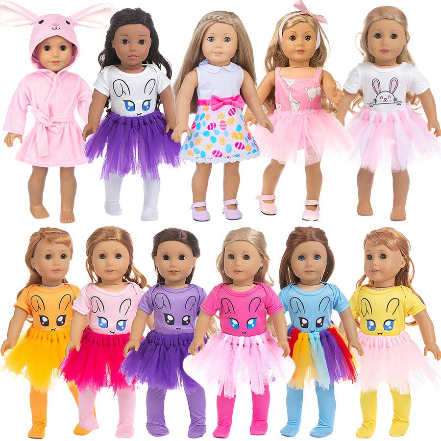 Haine de iarnă pentru păpuși de desene animate cu animale de Paște, 43CM Xiafu