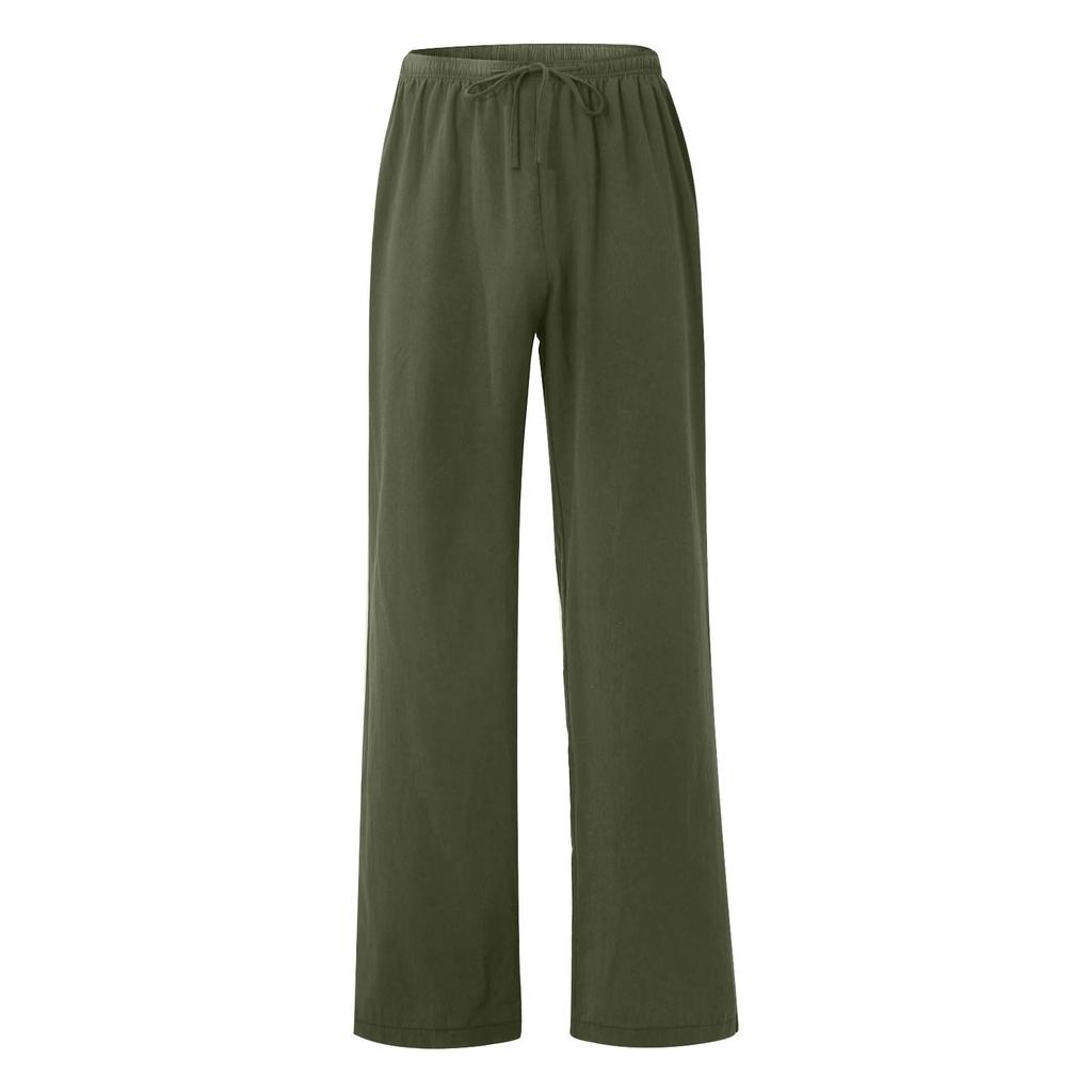 Herrenmode, lässig, einfarbig, atmungsaktiv, Leinen, lockere Freizeit-Sporthose