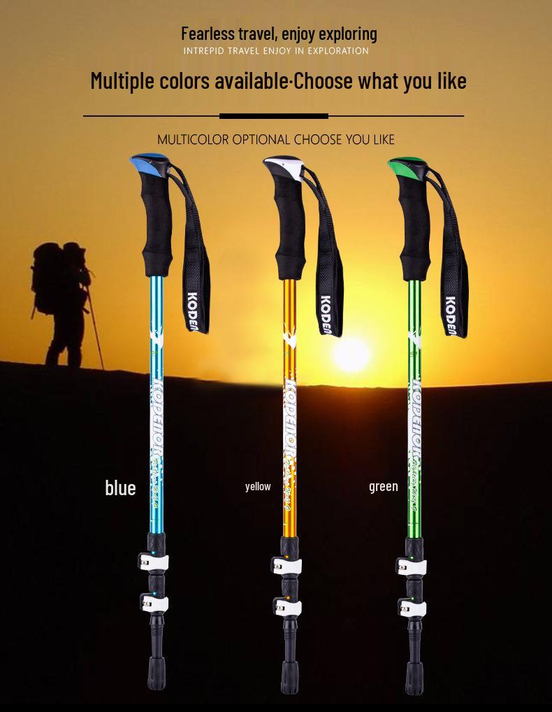 Baston de trekking telescopic din aliaj de aluminiu 7075 - Ușor, portabil, pliabil, blocare externă pentru drumeții, schi și alpinism.