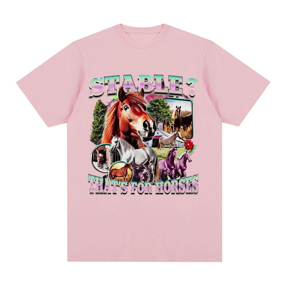 2026 Nuova Divertente meme cavalli 100% cotone Unisexs maglietta Vintage Girocollo Manica corta Harajuku Donna moda estiva oversize Maglietta