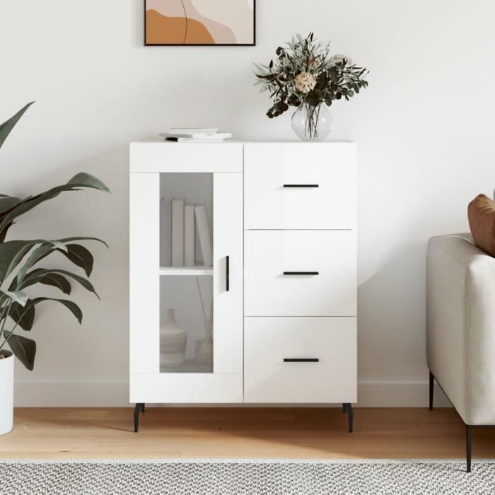 VidaXL Buffet Blanc brillant 69,5x34x90 cm Bois d'ingénierie 828062