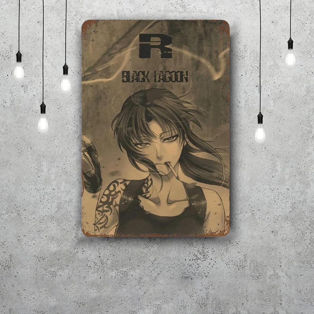 revy black lagoon Funny Bar Metal Sign Retro Plaque Sign Alcohol Drinker Pub Club Man Cave Kitchen Wall Decoration