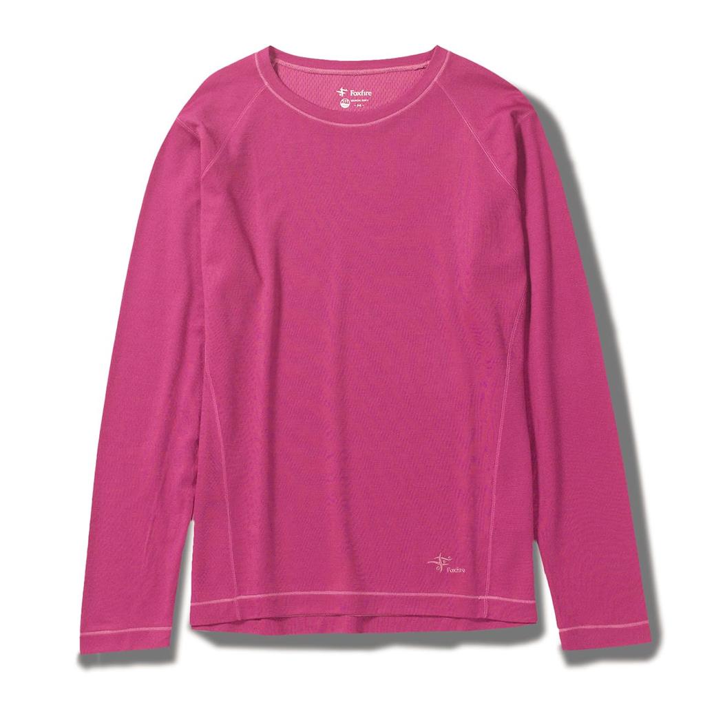 Foxfire Women's TS Wool Crew Shirt, Raspberry, 8215423, Wool, Moisture-Wicking, Quick-Drying