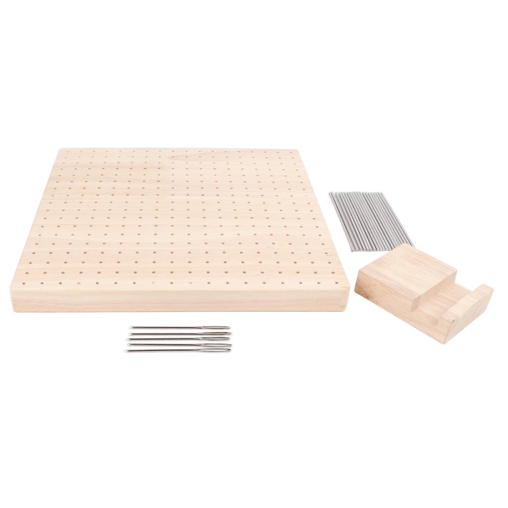 9.3in Rubber Wooden Crochet Blocking Board Crochet Accessories with 20pcs Steel Pins Stand for Knitting Crochet Projects