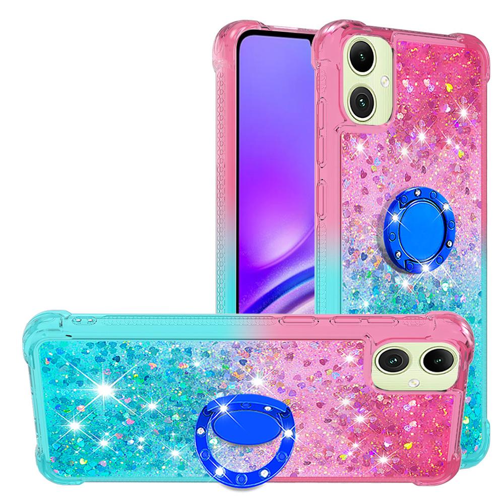 

For Samsung Galaxy A07 4G TPU Case with Kickstand Gradiant Quicksand Shockproof Cover Pink Sky Blue