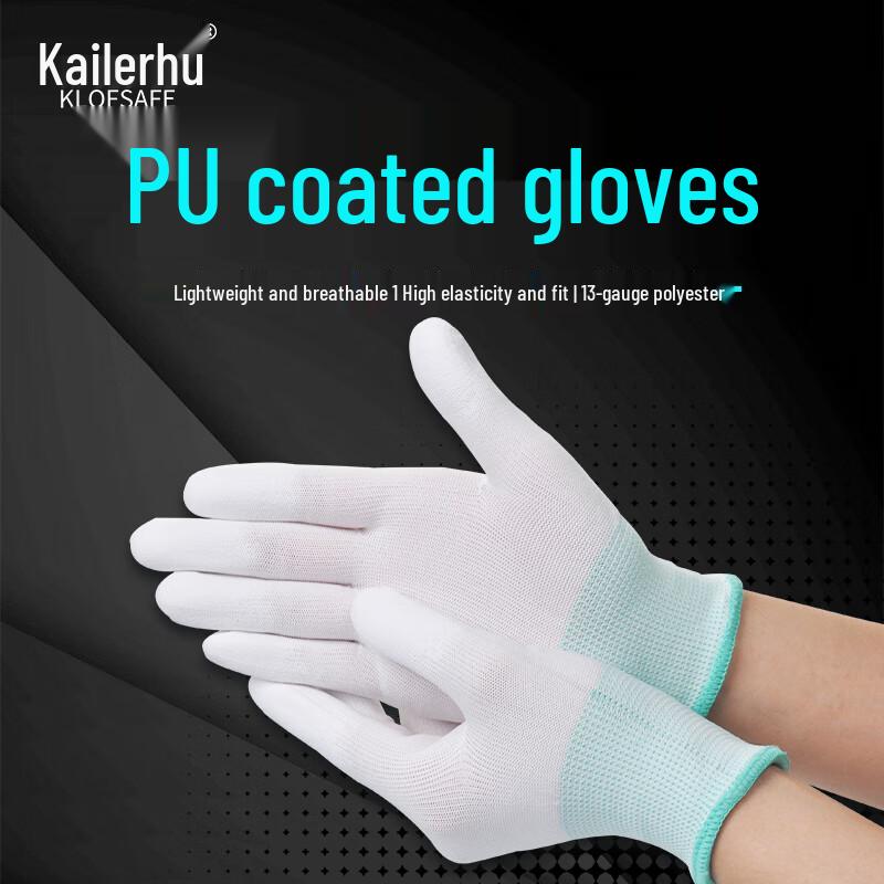 PU Coated Finger Work Gloves - 10 Pairs L