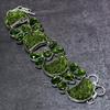 Natürlicher Moldavit-Quarz, Peridot 925 Sterlingsilber Armband 7-8" A5L77