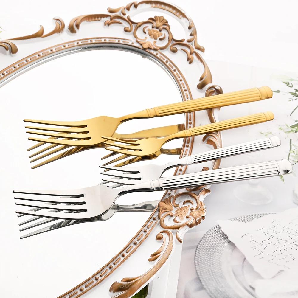 Mirror 6/24Pcs Tableware Set Stainless Steel Cutlery Knife Cake Fork Coffee Spoon Dinnerware Vintage Home Kitchen Flatware Set