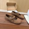 Grape Mother Same Kink Small Gold Buckle Fashionable Apple Head Soft Waxy Flat-soled Single Shoes Women's French Retro Ballet Shoes