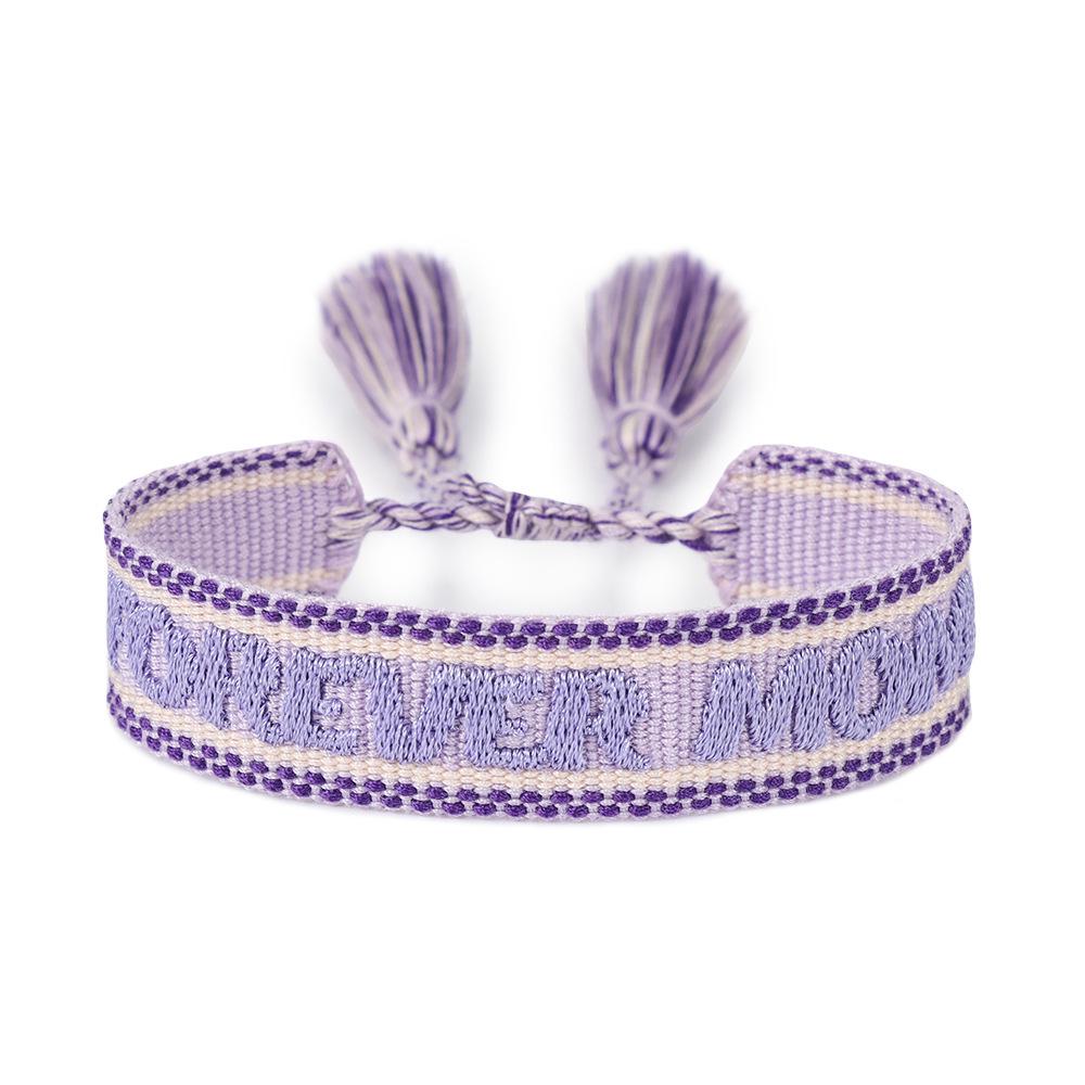 Mother's Day Woven Bracelet: Polyester-Cotton Embroidery, Alloy Bell, Tassel Design