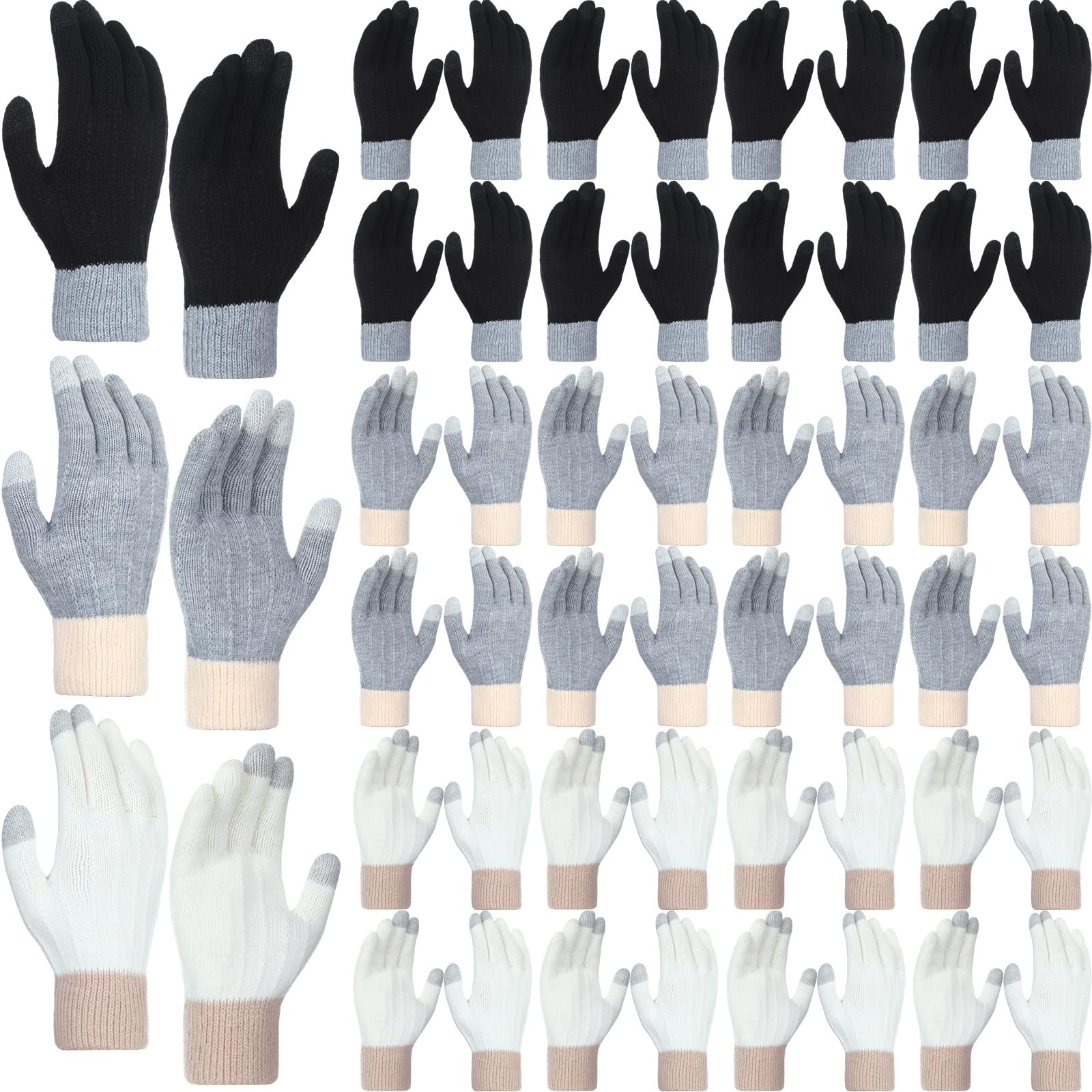 

Silicherry Winter Knit Touchscreen Gloves, 24 Pairs Bulk, Warm Fleece-Lined Full-Finger Thermal Texting Gloves for Women and Men, Cold Weather, Outdoo