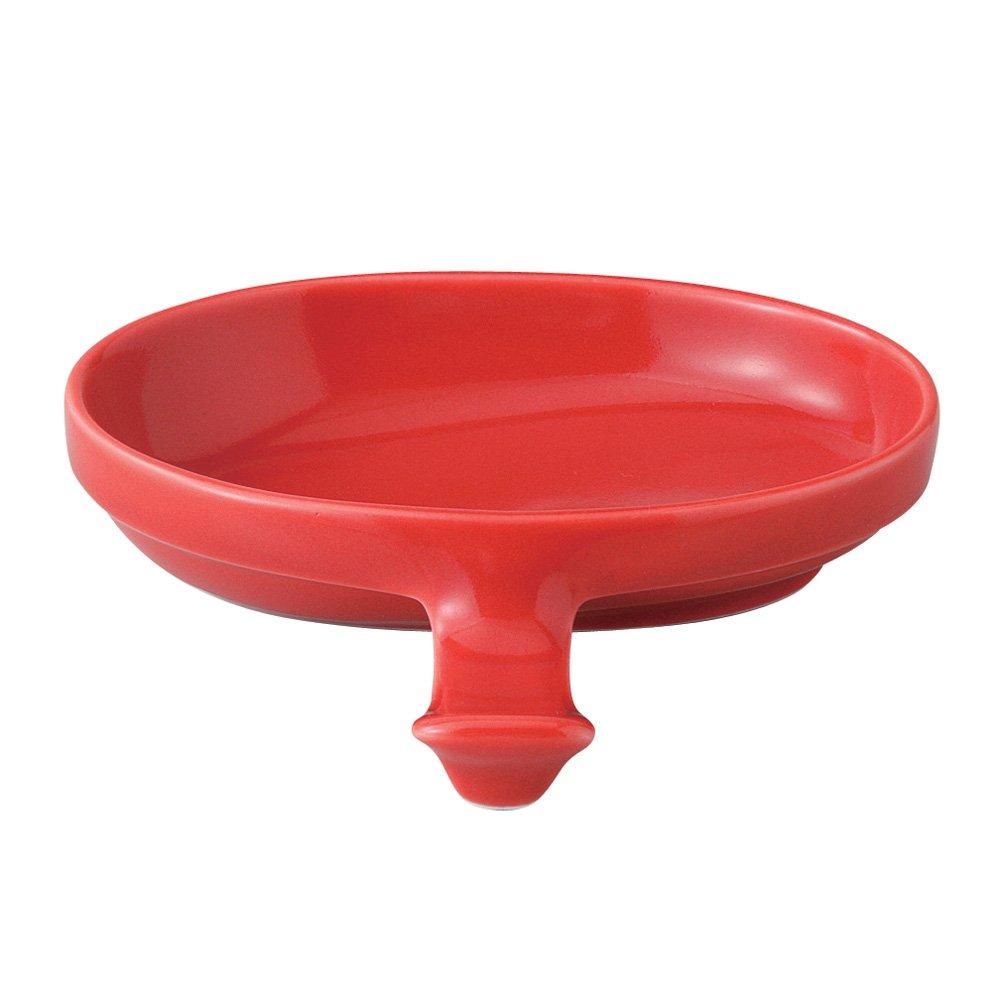 

Hasami ware red plate with chopstick rest 14831 low-salt