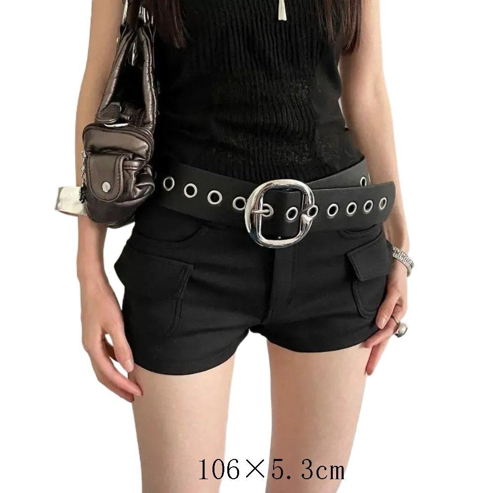 Retro Wide Belt Versatile Needle Buckle Belt Y2K PU Leather Belt  for Women