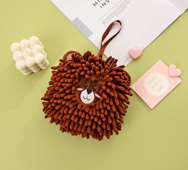 

Cartoon Chenille Hand Towels Ball with Hanging Loops Quick Dry Soft Absorbent Towels for Kitchen Bathroom 1pc шоколадний