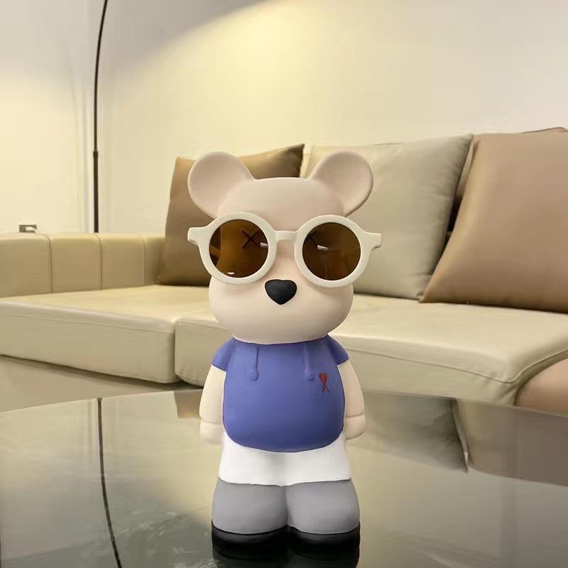 Cartoon Bear Piggy Bank: Creative Modern Ceramic Ornament for Living Room