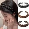 Synthetic Wide Braided Headband For Women Girls 1PC Twist Braid Headband With Two Rows of Grip Teeth Secure Design Black