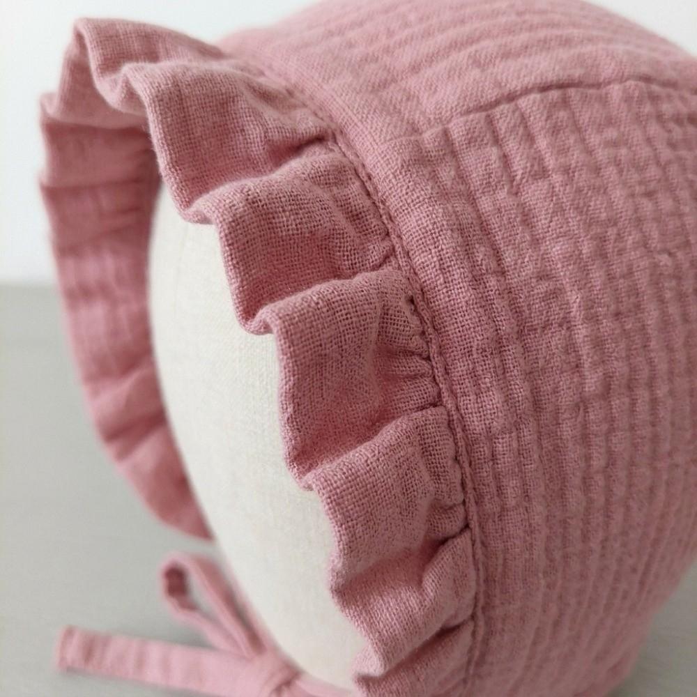 Ruffle Infant Beanie Cap 100% Cotton Baby Hat Vintage Muslin Baby Bonnet Girls Boys Summer Autumn