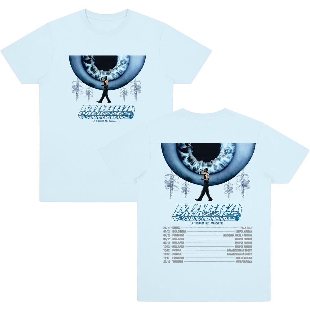 Marracash Palazzi 25 Tour T-shirty Moda Bawełna Odzież Uliczna Kobiety Mężczyźni Pop Oversize T-shirt Graficzny Dwustronny Streetwear