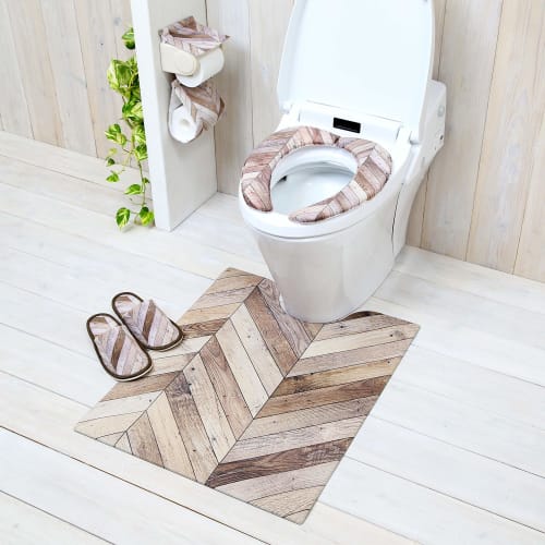 Yokozuna Creation Toilet Mat Series (Wipeable PVC) (Hering Long, Brown, Size LL)