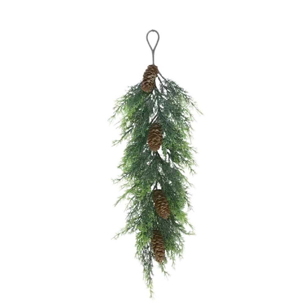 Pine Cone Garland Set of 3 for Wall Ceiling Holiday Decor For Indoor Outdoor Rustic Style Artificial Green Plants